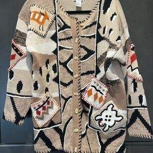 Vintage Debra Lubell Bohemian Patchwork Cardigan Sweater
